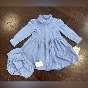 Ralph Lauren 24 Mo Blue Oxford Infant Toddler Dress + Bloo00000000000000